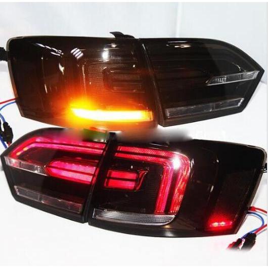 2ピース チューニング ヘッドライト 適用: ジェッタ MK6 サギター 2012 2013 2014 2015 LED DRL ランニング ライト BI-キセノン LED テールライト ブラック VW ジェッタ 2012-2015 AL-OO-0408 AL