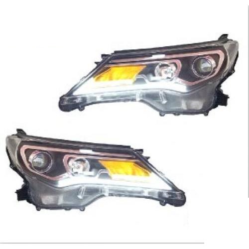 2ピース バンパー ランプ 適用: ヘッド RAV4 ヘッドライト 2013 2014 2015 DRL LED ライト HID BI キセノン レンズ プロジェクター RAV モデル1 トヨタ RAV4 HID キセノン バラスト AL-OO-0476 AL