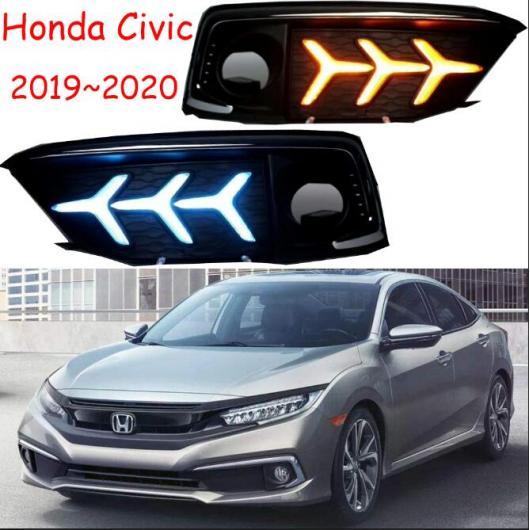1セット バンパー ヘッドライト 適用: シビック デイタイム ライト 2019 2020 LED DRL ヘッドランプ フォグ ホワイト イエロー ブルー ホンダ シビック 2019-2020 AL-OO-0547 AL