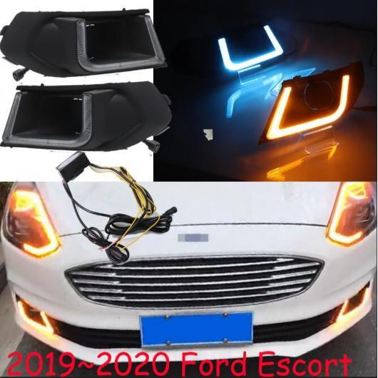 1セット バンパー ヘッドライト 適用: フォード/FORD エスコート デイタイム ライト 2019-2020 LED DRL ヘッドランプ ホワイト イエローブルー フォード エスコート 2019-2020 AL-OO-0710 AL