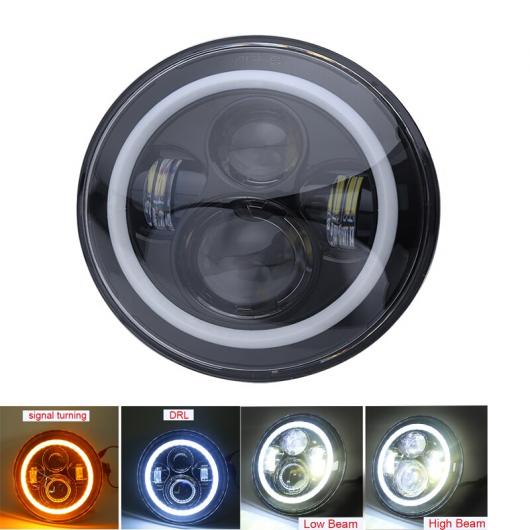 7インチ LED ヘッドライト 適用: ラーダ/LADA ニーヴァ 4×4 H4 ハイ ロー ビーム ラウンド ヘッドランプ ランニング ライト ジープ/JEEP ラングラー JK ランド 2ピース ブラック AL-OO-0859 AL