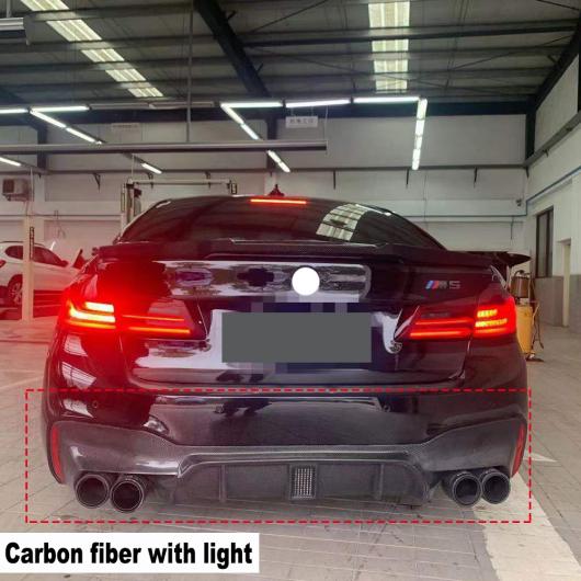 リアル カーボンファイバー リア バンパー リップ ディフューザー ライト フォージド スタイル 適用: BMW 5シリーズ G30 G38 アップグレード カーボンファイバー ライト AL-OO-2598 AL