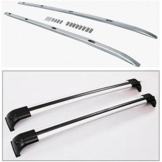 アルミニウム 合金 トップ ルーフ ラック レール ラゲッジ＆クロス バー 適用: トヨタ フォーチュナ 2016 2017 2018 2019 2020 2021 ルーフ ラック バー シルバー AL-OO-3202 AL