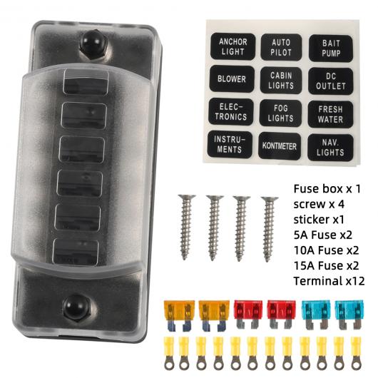 プラスチック カバー 6ウェイ 12ウェイ ブレイド ヒューズ ブロック 12V 32V ヒューズ ボックス ホルダー M5 スタッド LED インジケーター ライト 適用: 自動車 マリン A5626 AL-OO-4488 AL