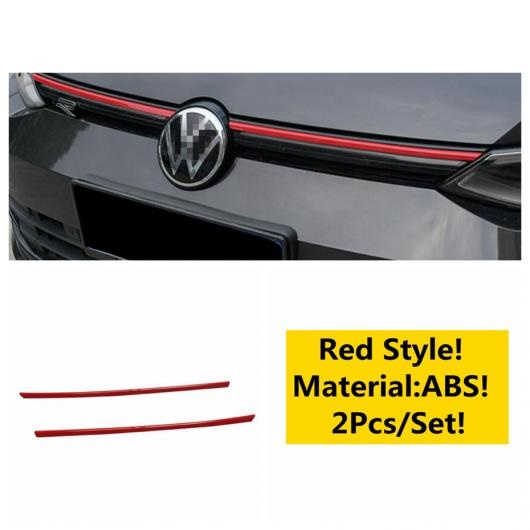適用: VW フォルクスワーゲン/VOLKSWAGEN ゴルフ 8 MK8 2020-2022 フロント フード ミドル グリル メッシュ ストリップ カバー トリム カーボンファイバー/レッド エクステリア アクセサリー レッド AL-OO-5137 AL