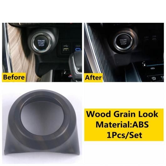 AL エンジン スイッチ ボタン スタート ストップ インテリア カバー トリム 適用: トヨタ ヴェンザ/ハリアー 2021 2022 ABS 木目調 AL-OO-5368