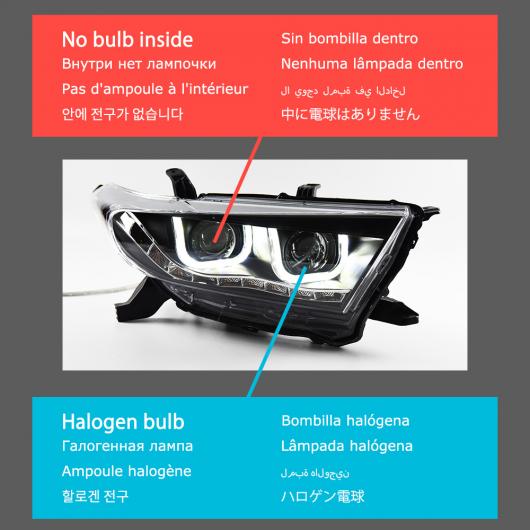 ヘッド ランプ 適用: トヨタ ハイランダー LED ヘッドライト 2012-2014 ヘッドライト DRL ウインカー ハイ ビーム エンジェル アイ プロジェクター レンズ バルブなし ロー ビーム AL-OO-7796 AL