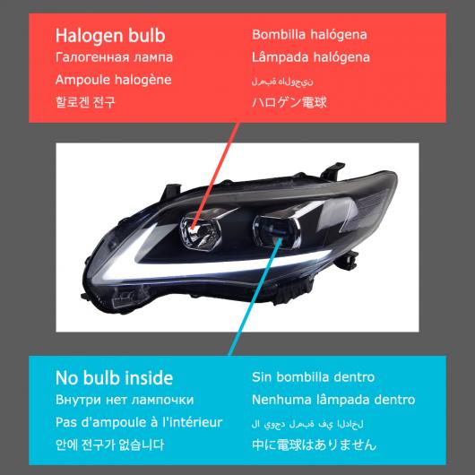 ヘッド ランプ 適用: カローラ LED ヘッドライト 2011-2013 ヘッドライト カローラ DRL ウインカー ハイ ビーム エンジェル アイ プロジェクター レンズ バルブなし AL-OO-7804 AL