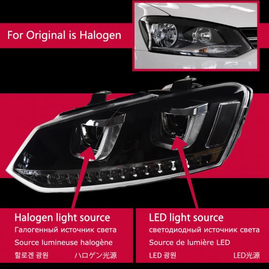 ヘッド ランプ 適用: VW ポロ LED ヘッドライト 2010-2017 ヘッドライト ポロ DRL ウインカー ハイ ビーム エンジェル アイ プロジェクター レンズ ヘッドライト LED AL-OO-8020 AL