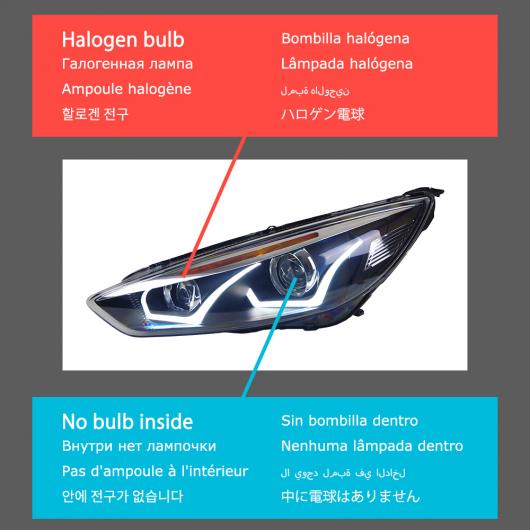 ヘッド ランプ 適用: フォード/FORD フォーカス LED ヘッドライト 2015-2017 ヘッドライト フォーカス DRL ウインカー ハイ ビーム エンジェル アイ プロジェクター ローバルブ含まない AL-OO-8075 AL