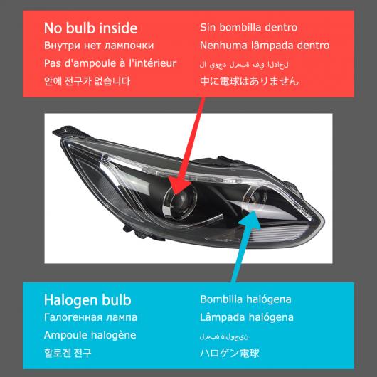 ヘッド ランプ 適用: フォーカス LED ヘッドライト 2012-2014 ヘッドライト フォーカス DRL ウインカー ハイ ビーム エンジェル アイ プロジェクター レンズ バルブなし AL-OO-8116 AL