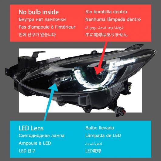 ヘッド ランプ 適用: MAZDA3 アクセラ LED ヘッドライト 2014-2016 ヘッドライト MAZDA3 DRL ウインカー ハイ ビーム エンジェル アイ プロジェクター レンズ バルブなし インサイド AL-OO-8147 AL