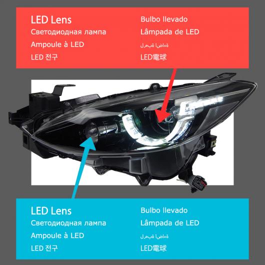 ヘッド ランプ 適用: MAZDA3 アクセラ LED ヘッドライト 2014-2016 ヘッドライト MAZDA3 DRL ウインカー ハイ ビーム エンジェル アイ プロジェクター レンズ LED キット AL-OO-8147 AL