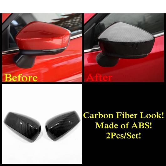 プラスチック アクセサリー バックミラー ミラー 保護 カバー キット トリム 適用: MAZDA3 2017 2018 ブラック/カーボンファイバー スタイル エクステリア タイプB AL-OO-9652 AL