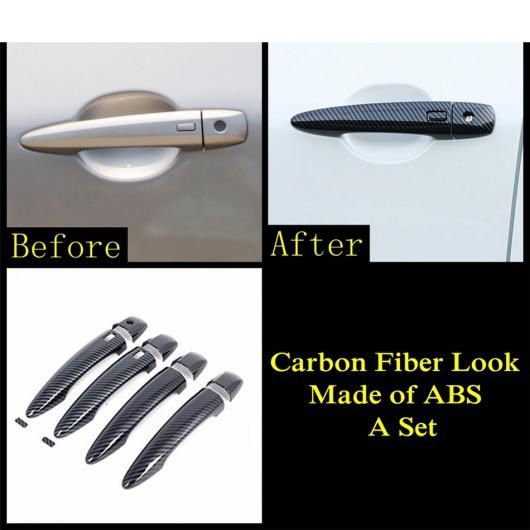 ABS クローム カーボンファイバー サイド ドア ハンドル ステッカー プロテクター カバー トリム アクセサリー エクステリア 適用: 日産 キャシュカイ J12 2022 2023 カーボン調 AL-OO-9804 AL