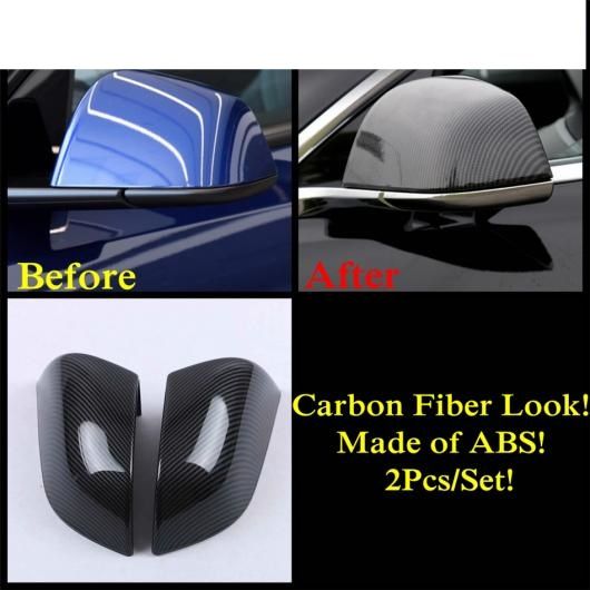 ABS クローム/カーボンファイバー アクセサリー 適用: テスラ/TESLA モデル 3 2018-2021 バックミラー ミラー インテリア シェル レイン シェード アイブロー カバー トリム タイプB AL-PP-1693 AL