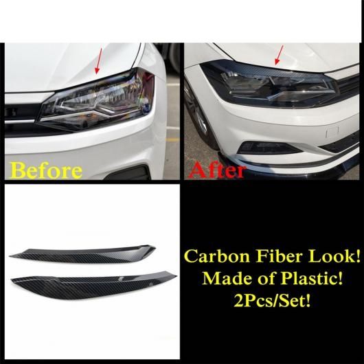 適用: VW フォルクスワーゲン/VOLKSWAGEN ポロ 2019-2022 ヘッド ライト ランプ アイブロー アイリッド カバー トリム カーボンファイバー/ブラック アクセサリー エクステリア カーボン調 AL-PP-1749 AL