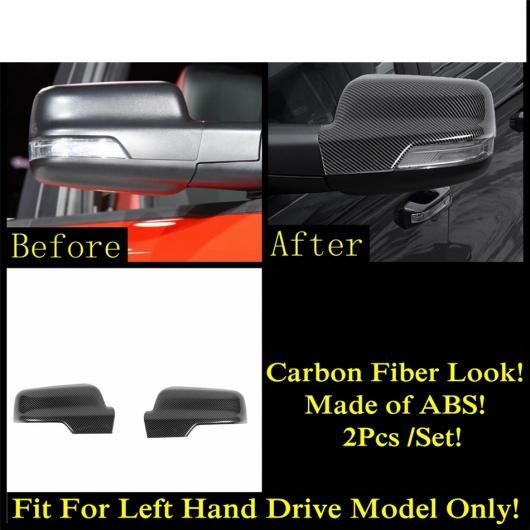 リア ビュー サイド ミラー キャップ 装飾 カバー トリム ABS クローム/カーボンファイバー インテリア アクセサリー 適用: ダッジ・ラム 1500 2019 2020 2021 カーボン調 AL-PP-1916 AL