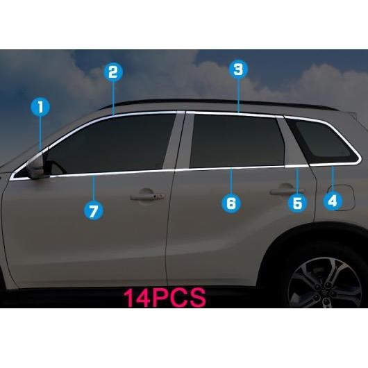 AL 適用: スズキ ビターラ 2016-2017 ウインドウ トリム ステンレス スチール 14ピース AL-PP-5635