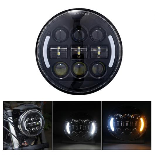 AL 45W 5.75 インチ オートバイ ヘッドライト LED ラウンド ヘッド ライト ランプ ハイ ロー ビーム プロジェクター DRL ウインカー ブラック AL-PP-7140