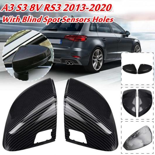 AL 適用: A3 S3 8V RS3 2013-2020 サイド ウイング ミラー カバー キャップ バックミラー エクステリア シェル カーボン ブラック カーボン調 AL-PP-7574