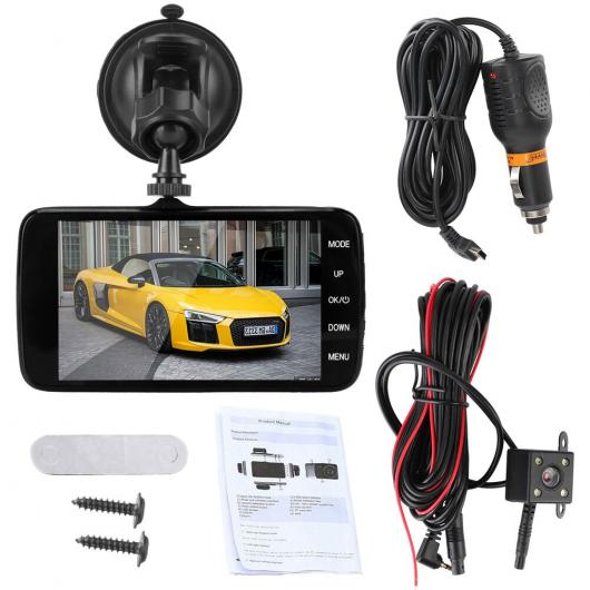 4インチ ビデオ レコーダー 車載カメラ DVR スマート G-センサー 170 度 広角 デュアル レンズ 1080P ナイト ビジョン カメラ ダッシュ カム デュアル カメラ AL-RR-6653 AL