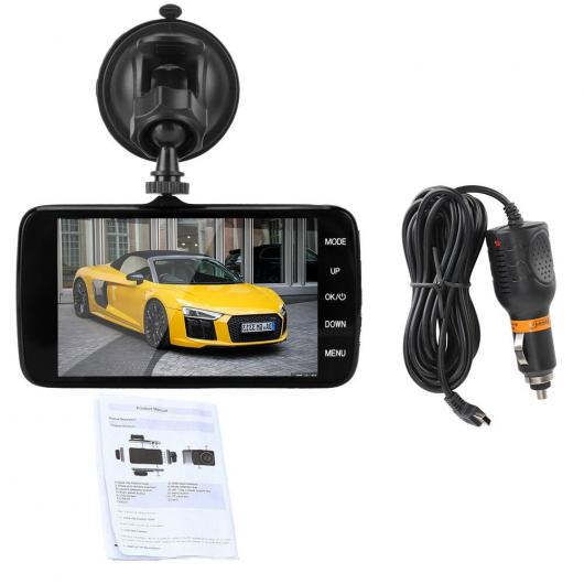 4インチ ビデオ レコーダー 車載カメラ DVR スマート G-センサー 170 度 広角 デュアル レンズ 1080P ナイト ビジョン カメラ ダッシュ の通販は 12,051円