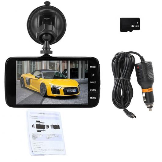 4インチ ビデオ レコーダー 車載カメラ DVR スマート G-センサー 170 度 広角 デュアル レンズ 1080P ナイト ビジョン カメラ ダッシュ カム シングル カメラ 32G AL-RR-6653 AL 13,907円