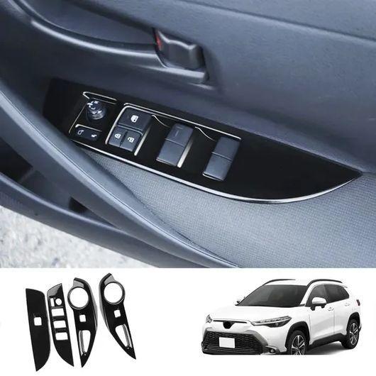 右ハンドル用 適用: トヨタ カローラ クロス 2019-2021 2022 2023 ブラック 光沢 ウインドウ スイッチ ウインドウ スイッチ カバー SR-AA-0229
