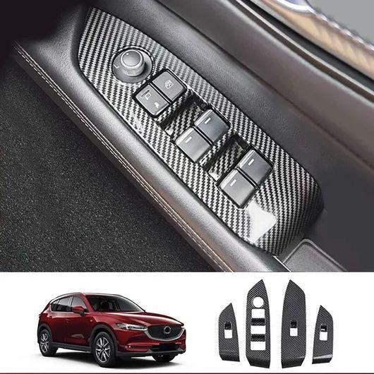 適用: マツダ CX-5 CX5 KF 2017-2020 2021 2022 2023 インテリア カーボンファイバー ギア シフト ウインドウ スイッチ 右ハンドル用 SR-AA-0513