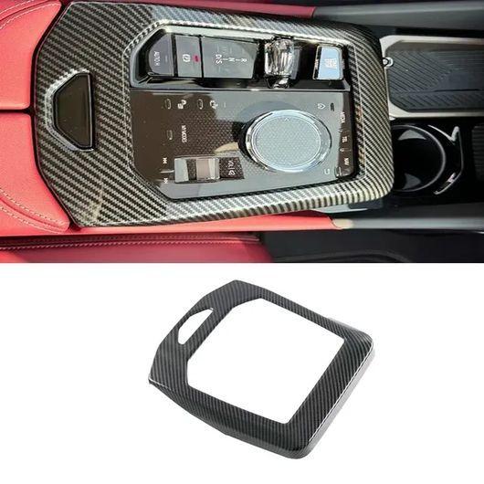 インテリア アクセサリー 適用: BMW 5シリーズ G60 2024 2025 ABS カーボンファイバー センター コントロール ギア シフト パネル SR-AA-0733