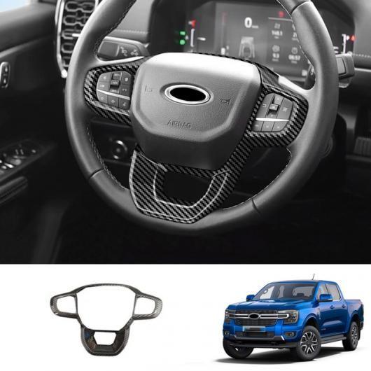 適用: フォード/FORD レンジャー 2023 2024 ABS カーボン調 インテリア アクセサリー ウインドウ ステアリング ホイール カバー SR-AA-3592