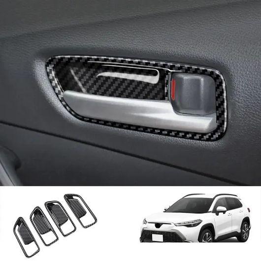 右ハンドル用 インテリア アクセサリー 適用: トヨタ カローラ クロス 2019-2021 2022 2023 カーボンファイバー インナー ドア ボウル SR-AA-3969
