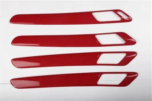 右ハンドル用 適用: フォルクスワーゲン/VOLKSWAGEN ゴルフ 6 GTI MK6 2009-2012 レッド カーボンファイバー インナー ドア ハンドル SR-AA-4027