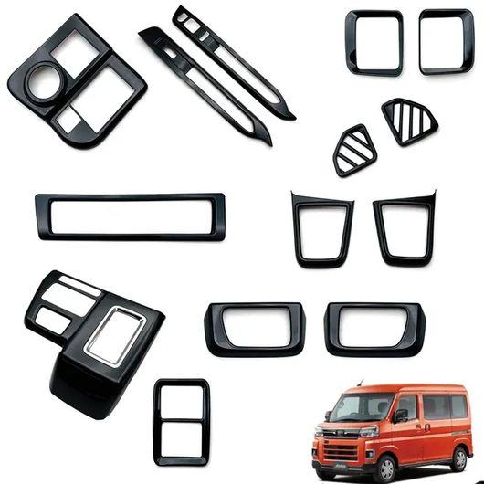 適用: ダイハツ アトレー ハイゼット カーゴ 2022-2024 インテリア ピアノ ブラック エア エアコン 吹き出し口 ステッカー 9点セット SR-AA-4212