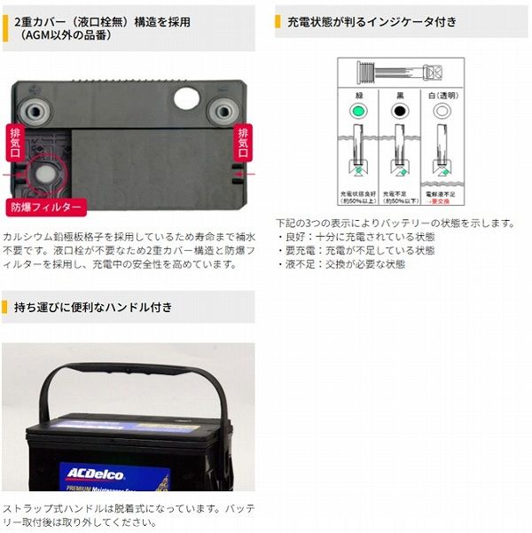 ACデルコ/ACDelco プレミアム バッテリー 北米車用 メンテナンスフリー 65-6MF