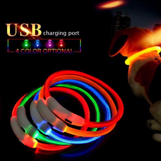 AL ペット用品 LED チューブ 犬 首輪 USB充電式光る首輪充電式ナイト安全点滅発光面白い首 選べる4カラー グループ3 AL-AA-2717