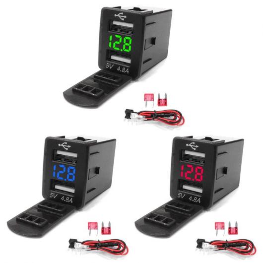 AL 車用ケーブル 12V デュアル USB カー 充電器 LED 電圧計 4.8A 電源 アダプタ 日産 スマート 電話 選べる3カラー レッド,ブルー,グリーン AL-AA-7324