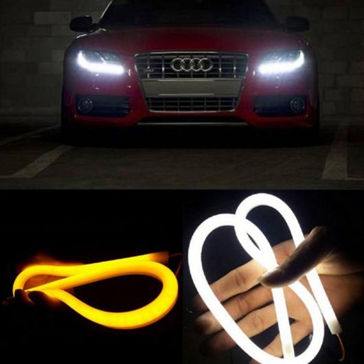 車用ケーブル ターン シグナルライト LED カースタイリング ユニバーサル DRL フレキシブル チューブストリップ 日中走行用 60cm White to Yellow AL-AA-7400 AL_1
