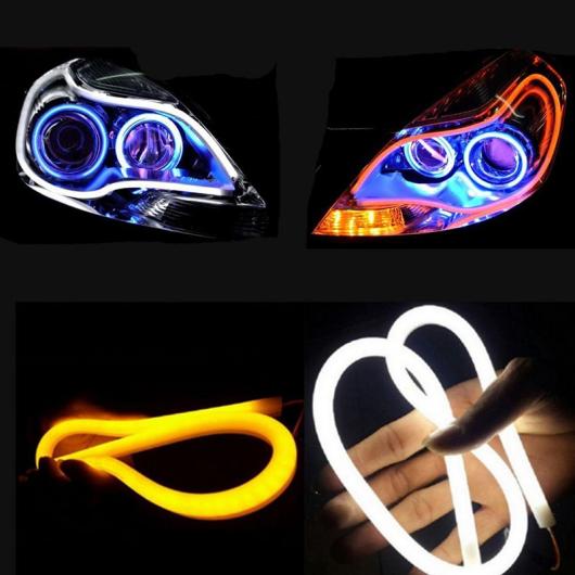 車用ケーブル ターン シグナルライト LED カースタイリング ユニバーサル DRL フレキシブル チューブストリップ 日中走行用 60cm White to Yellow AL-AA-7400 AL_2