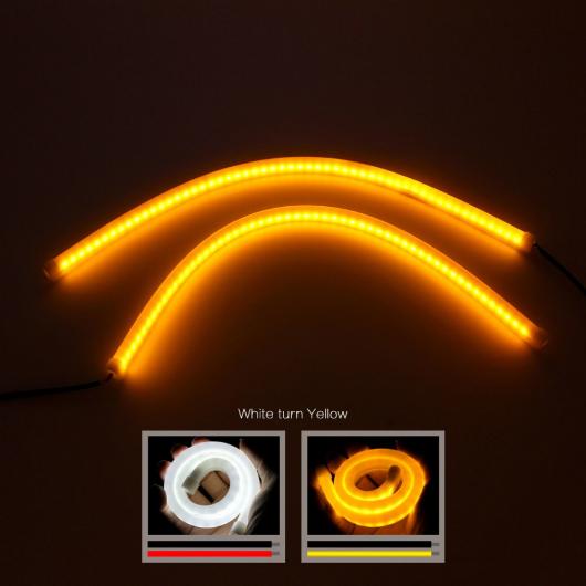 2ピース DRL フレキシブル LED チューブストリップ デイタイム ランニングライトウインカーエンジェルア 45CM White turn Yellow AL-BB-1088 AL_2