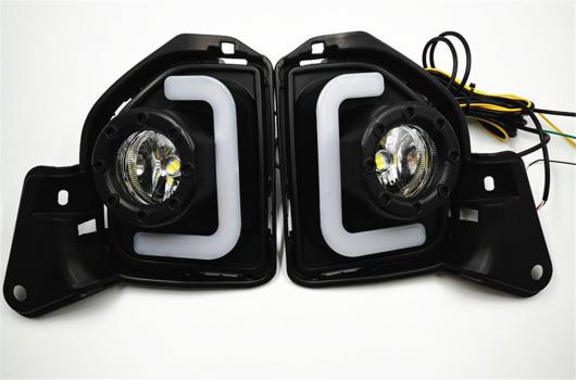 点滅 2ピース LED 12V ABS フォグランプ DRL デイタイムランニングライト トヨタ ハイエース 2014 2015 2016 2017 2018 ターン シグナル White and Yellow AL-BB-1219 AL