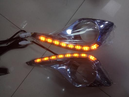 点滅1セット DRL トヨタ ハイランダー 2012 2013 2014 デイタイム ランニングライト フォグ ランプ カバー イエローターン シグナル WHITE AL-BB-1231 AL_3