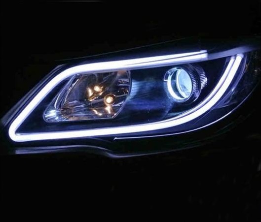AL 2個 シリカゲル LED DRL ターンシグナル外部ライトデイタイムランニングライト オート 12V SMD COB 45CM white and yellow AL-BB-1326_2