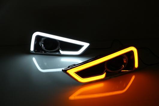点滅 LED デイタイムランニングライト ホンダ シティ 2015 2016フォグランプ カバー DRL イエロー カラー 方向指示灯 White AL-BB-1339 AL_3