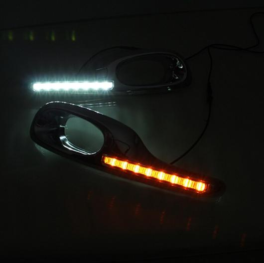 点滅1ペア LED デイタイムランニングライト ホンダ ジャズフィット2011 2012 2013 DRL フォグランプ イエローターニングシグナルライト White AL-BB-1348 AL