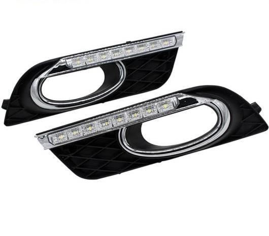 起亜 特定 デイタイム ランニングライト LED DRL ホンダ シビック9TH 2011-2015フォグランプ カバー ターン シグナル 淡カラー表示ライト White AL-BB-1354 AL