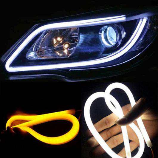 2個 ユニバーサル シリカゲル LED ターン シグナル ランプ オート デイタイムランニングライト DRL スタイリング DIY 修正 12V 60cm white turn yellow AL-BB-1398 ALの通販は