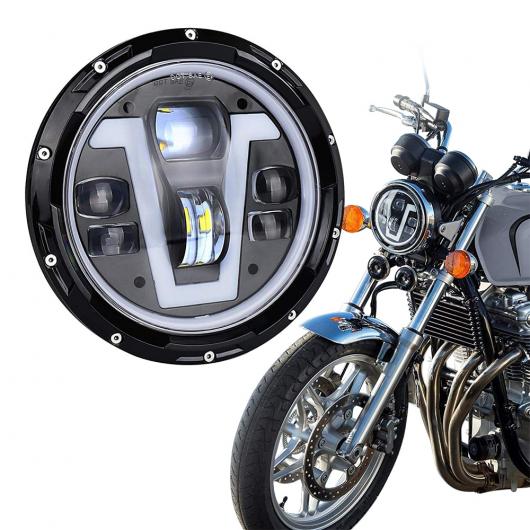 7インチ LED ヘッドライトCB400SF オトバンク イカリング DRL 機能 ホンダ ホーネット VTR250 CB750 CB400 対応 ハーレー FLSTN FLHX 装着 1個 AL-BB-1417 AL