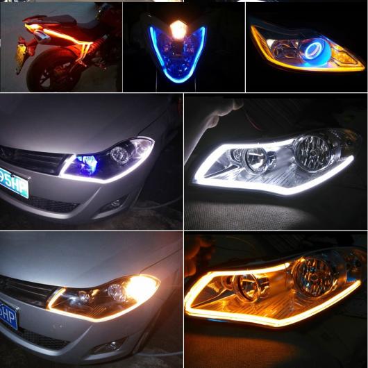 AL 2ピース シリカゲル LED DRL ターンシグナル外部ライトデイタイムランニングライト オート 12V SMD COB 選べる2種 30CM WHITE・Blue AL-BB-1423